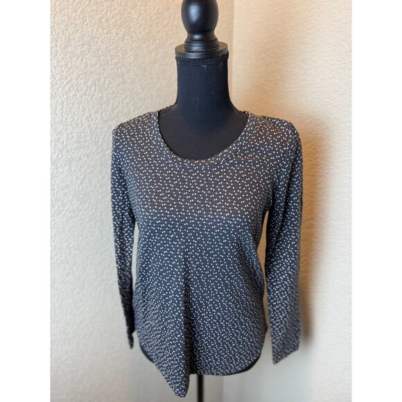 LOFT Outlet Womens Top, Small Petite, Gray and White, Long Sleeve - Picture 1 of 2